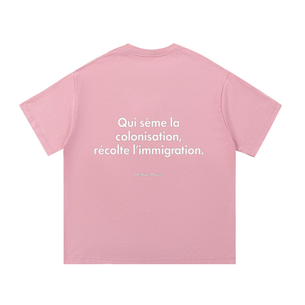 Tee shirt « qui sème la colonisation, récolte l’immigration »
